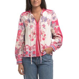 CIEBON Pink Multi Rue Engineered Floral Long Sleeve Blouse